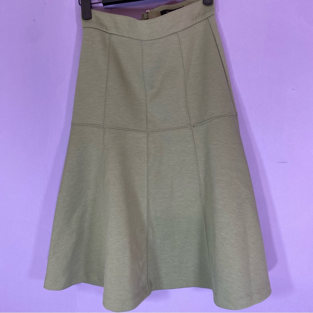 Sage Green Flare Midi Skirt - Picture 6 of 6